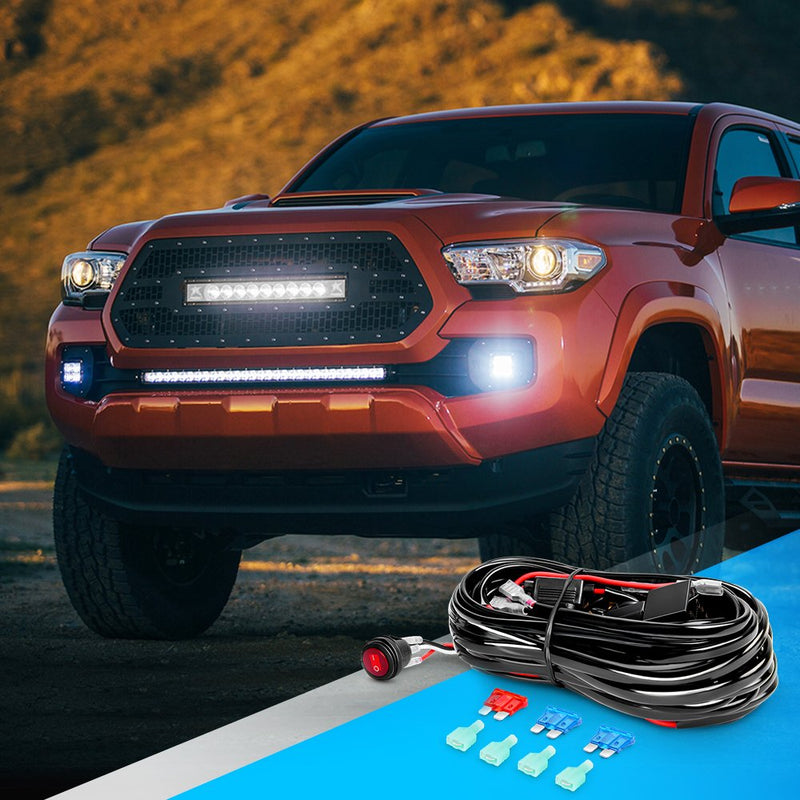  [AUSTRALIA] - Nilight - NI -WA 06 LED Light Bar Wiring Harness Kit - 2 Leads 12V On Off Switch Power Relay Blade Fuse for Off Road Lights LED Work Light, 2 Years Warranty 16AWG Wiring Harness Kit - 2 Leads