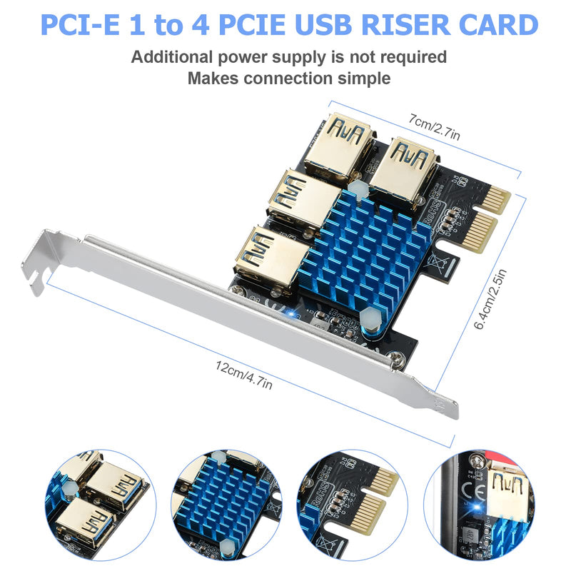  [AUSTRALIA] - ACTIMED PCI-E Splitter 1 to 4 PCI Express USB Port Riser Card / PCIE X1, X4, X8, X16 Slots GPU Riser / USB 3.0 Adapter Multiplier Card / Upgraded Cooler / for Bitcoin Mining Miner PCIE Splitter 1 to 4 PCI-E USB