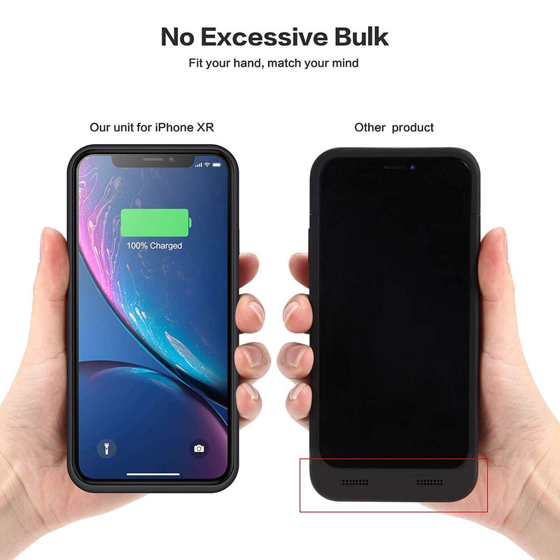  [AUSTRALIA] - Pxwaxpy Battery Case for iPhone XR, 6800mAh Portable Protective Charging Case for iPhone XR Extended Rechargeable Charger Case Battery Pack Compatible with Apple XR Power Bank Cover(6.1 inch), Black
