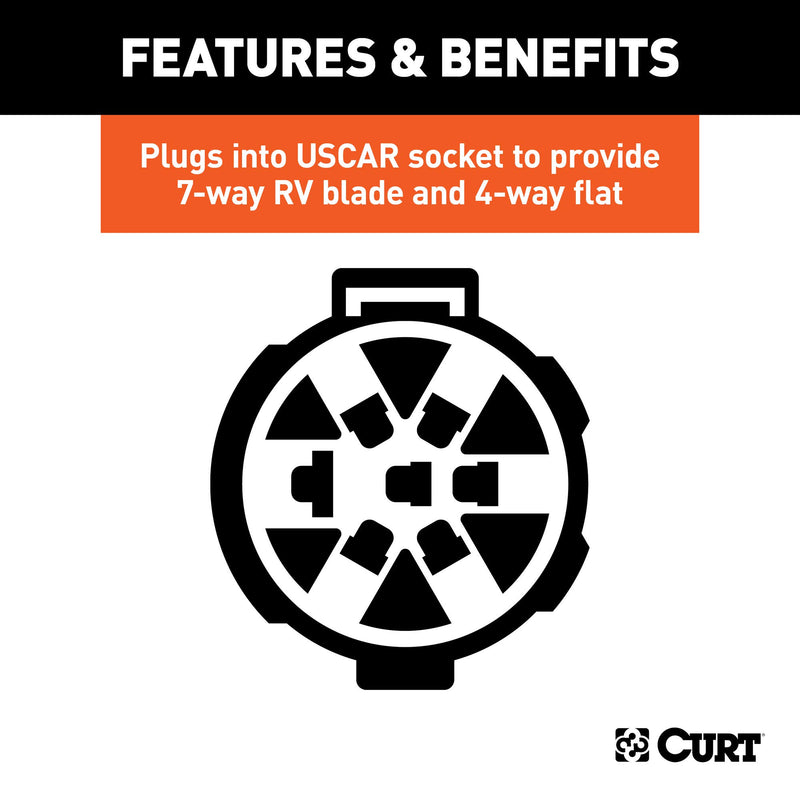  [AUSTRALIA] - CURT 55774 Dual-Output Vehicle-Side Trailer Wiring Harness Connectors for Select USCAR Vehicles, 7-Pin Trailer Wiring, 4-Pin Trailer Wiring