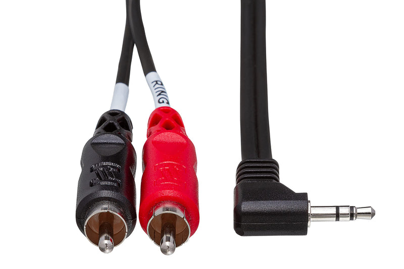 Hosa CMR-203R Right Angle 3.5 mm TRS to Dual RCA Stereo Breakout Cable, 3 Feet 3 ft. - LeoForward Australia