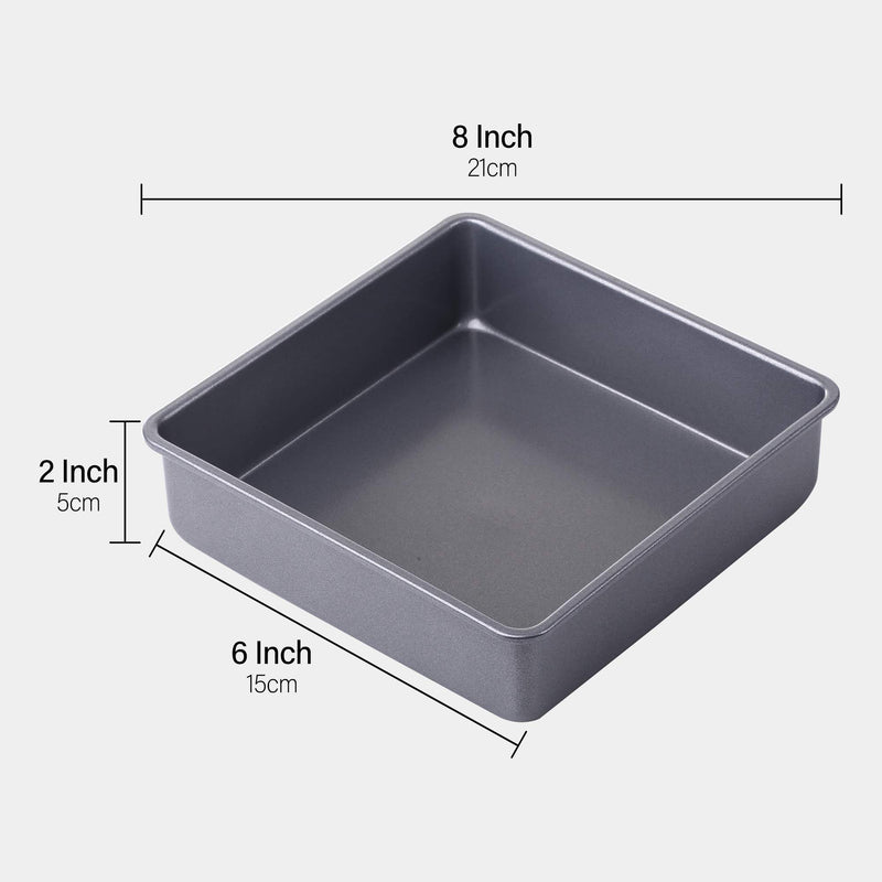  [AUSTRALIA] - OJelay 6 Inch Square Cake Pan (Diagonal 8 Inch) Nonstick Bakeware Oven Baking Tray Carbon Steel Deep Dish Lasagna Pan Black