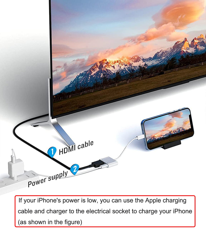  [AUSTRALIA] - Naiyal Lightning to HDMI Adapter [Apple MFi Certified], Digital AV Converter with Charging Port, 1080P Sync Screen Video Dongle for iPhone, iPad to TV/Projector/Monitor White