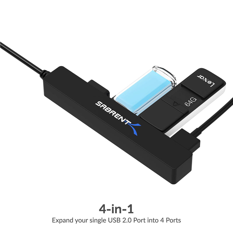 Sabrent 4 Port Portable USB 2.0 Hub (9.5" Cable) for Ultra Book, MacBook Air, Windows 8 Tablet PC (HB-MCRM) 4-Port - LeoForward Australia