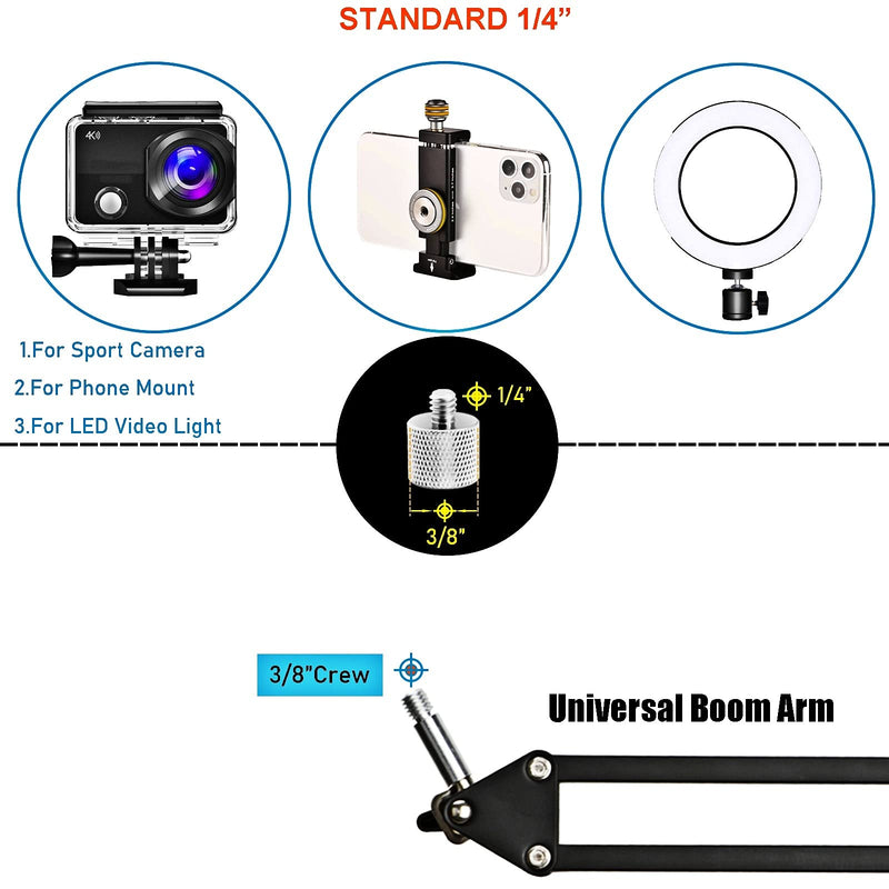  [AUSTRALIA] - YUZUHOME Thread Adapter Microphone Stand 3/8"-16 Female To 1/4"-20 Male For Camera Monitor, Mount Avatar, Qr Plate,3/8" To 1/4" Adapter, Microphone Stand Adapter To Tripod Adapter, 2 Grain. 5/8" 1/4"