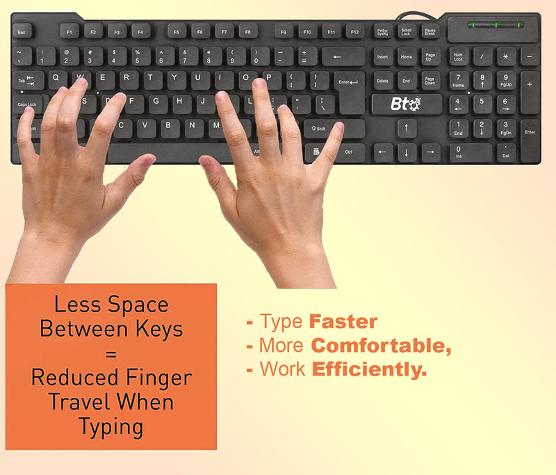  [AUSTRALIA] - BTO USB Wired Keyboard, 104 Keys with Numeric Pad, Anti Spill and Dust Proof, Slim and Flexible Design, Compatible with Laptop Notebooks, Desktops PCs, Tablets, Towers, Windows 7, 8, 10.