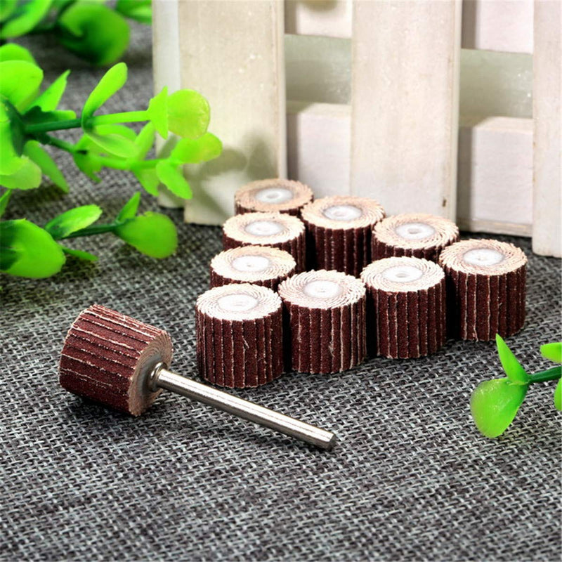  [AUSTRALIA] - Dophee 10Pcs 240 Grit 12mm Flap Wheel Grinding Heads & 3mm Arbor Replacement for Dremel Rotary Tool