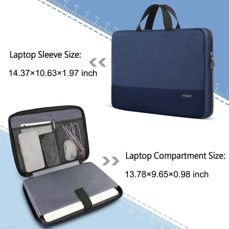  [AUSTRALIA] - Ytonet 14 Inch Laptop Sleeve, TSA Laptop Case with Handle, Water Resistant Protective Laptop Carrying Case, Compatible with MacBook HP Dell Lenovo Asus Notebooks, Gift for Men Women, Dark Blue 14 in