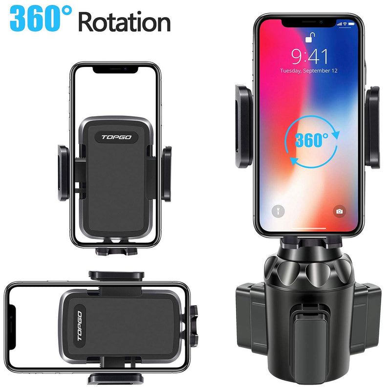  [AUSTRALIA] - TOPGO Cup Holder Phone Mount Pro Ver. [Big Phone Friendly & Large Extended Base] Cup Holder Phone Holder for Car Compatible with iPhone 14 13 Pro Max Samsung Galaxy S22 Ultra Note 21(Black)