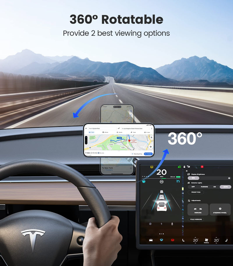  [AUSTRALIA] - VICSEED Tesla Phone Mount【Strongest Magnet Power】Foldable Hidden Tesla Phone Holder Fit for All Phone, Tesla Model 3 Model Y for MagSafe Car Mount, Tesla Model Y Accessories, Tesla Model 3 Accessories