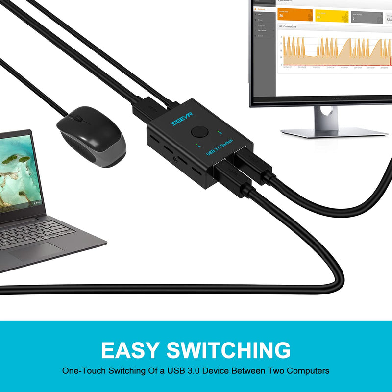  [AUSTRALIA] - SGEYR USB 3.0 Switch Selector 2 in 1 Out USB Switcher 2 Computers USB Splitter One-Button Swapping Switcher Box Hub KVM Switch Adapter for 1 USB Devices, Mouse, Keyboard, Scanner, Printer