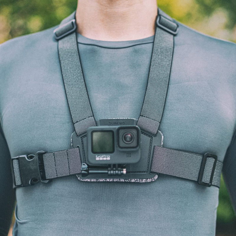  [AUSTRALIA] - SUREWO Adjustable Chest Strap Mount Compatible with GoPro Hero 11/10/9/8/7/6/5 Black,DJI Osmo Action 3/2,Insta 360 ONE R and Most Action Cameras