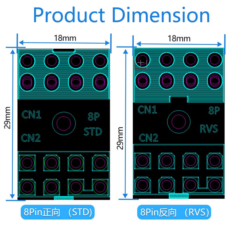  [AUSTRALIA] - BQZYX+ ATX 8Pin Female to 8pin Male 180 Degree Angled Adapter for Desktops Graphics Card Upgrade Version