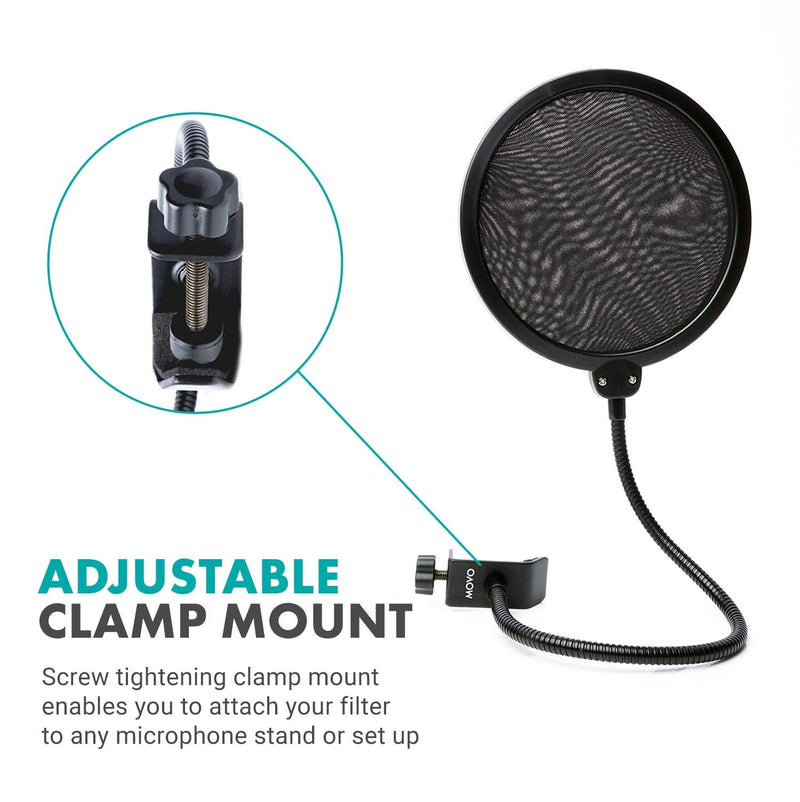  [AUSTRALIA] - Movo PF-6 Dual Layer Nylon Mesh Microphone Pop filter, Gooseneck Arm and Clamp Mount. Pop Filter Delivers Professional Sound Quality Compatible with Blue Yeti, Blue Snowball Microphones and more