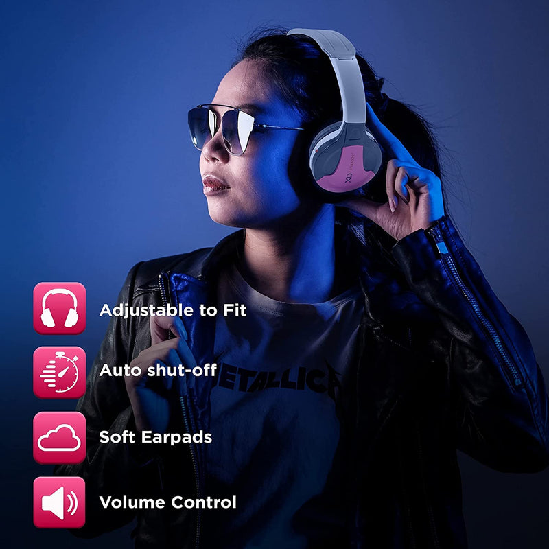  [AUSTRALIA] - XO Vision IR630P Universal IR Wireless Foldable Headphones - Pink Wireless Bluetooth-Enabled Lightweight Portable for iPhone, Car, Kids Wireless Headphones for Universal Car Entertainment System