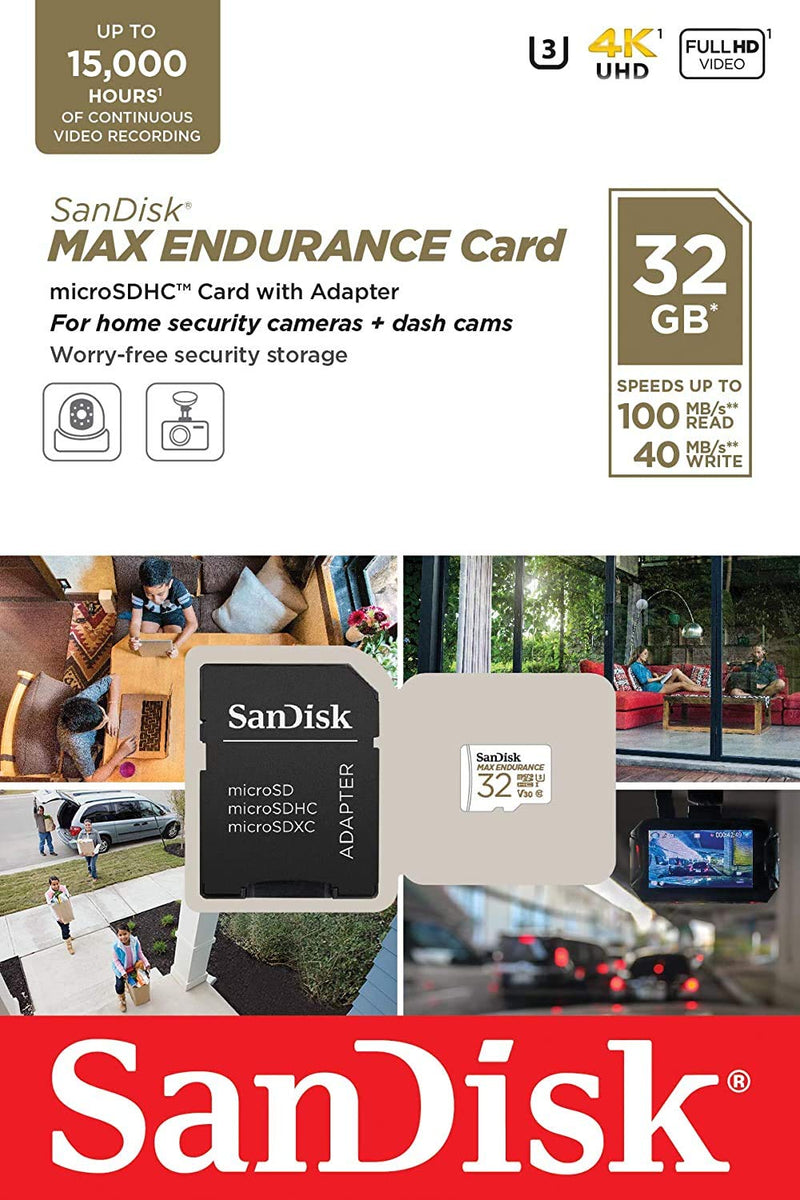  [AUSTRALIA] - SanDisk MAX Endurance 32GB TF Card MicroSDHC Memory Card for Dash Cams & Home Security System Video Cameras (SDSQQVR-032G-GN6IA) Class 10 Bundle with (1) Everything But Stromboli MicroSD Card Reader