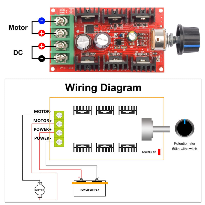  [AUSTRALIA] - Aideepen DC Motor Speed Controller Switch 12V 24V 48V 2000W MAX 9-50V 40A PWM HHO RC Controller Regulator, Motor Speed Controller Switch Signal Generator 9-50V Motor Speed Controller