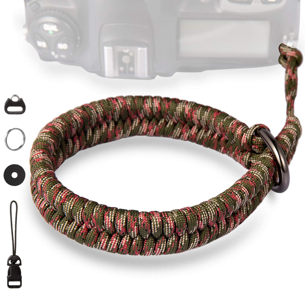  [AUSTRALIA] - Camera Wrist Strap,1Pack Adjustable Nylon Camera Hand Strap,for GoPro,DSLR,Fuji,Canon and Mirrorless Cameras Photographers Quick Release,Paracord (Jungle camouflage) Jungle Camouflage