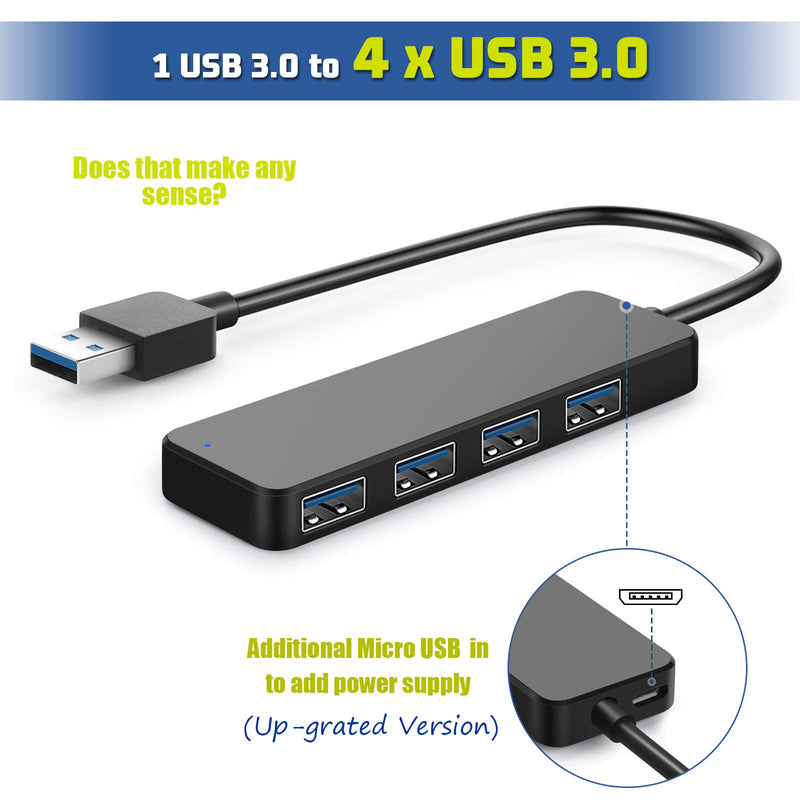 4-Port USB Hub 3.0, T-Sound USB Splitter for Laptop, Ps4 Keyboard and Mouse Adapter for Dell, Asus, HP, MacBook Air, Surface Pro, Acer, Xbox, Flash Drive, HDD, Console, Printer, Camera - LeoForward Australia