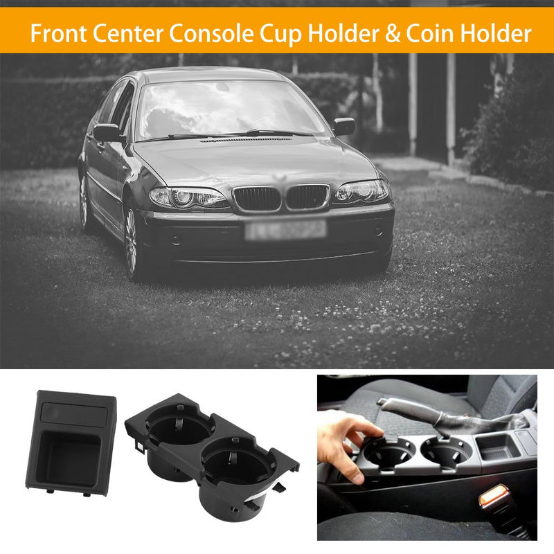  [AUSTRALIA] - Car Cup Holder, Keenso Multi-functional Car Seat Drink Bottle Holder Cellphone Coin Organizer Storage Box for BMW E46 1998-2004(Black) Black