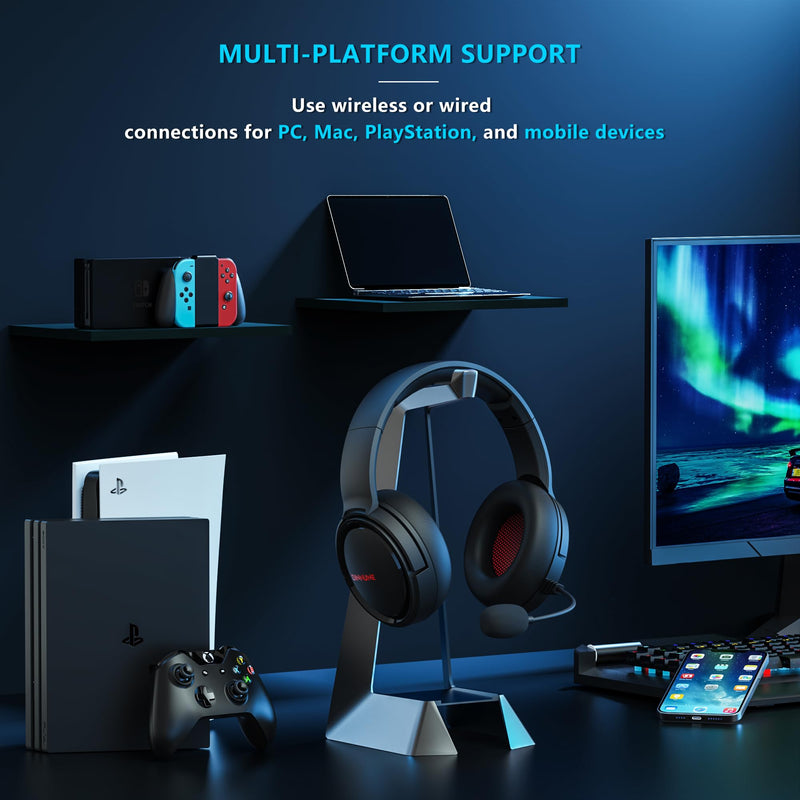  [AUSTRALIA] - BINNUNE 2.4GHz Wireless Gaming Headset with Microphone for PS5 PS4 PC,Bluetooth Headphones with Microphone for Laptop Computer,48-Hr Battery