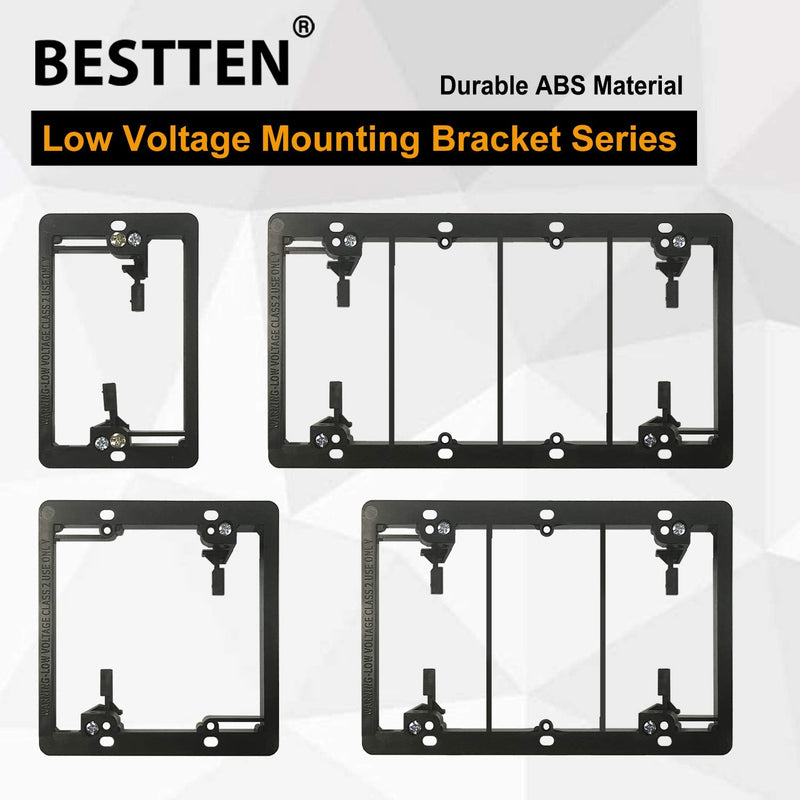  [AUSTRALIA] - [3 Pack] BESTTEN 2-Gang Old Work Low Voltage Mounting Bracket, for Telephone Wires, Coaxial Cable, HDMI/HDTV Cable, Speaker Wire, Network/Phone Cable and More, Standard Size H4.25” x W4.18”, Black