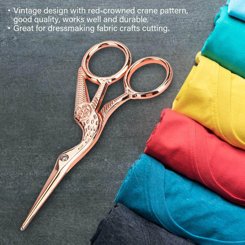  [AUSTRALIA] - HEEPDD Embroidery Scissors, Vintage Rose Gold Classic Stork Scissors Stainless Steel Tip Sewing Scissors for DIY Tailor Art Work