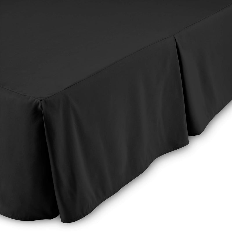 Bare Home Pleated Twin Bed Skirt - 15-Inch Tailored Drop Easy Fit - Wrap Around Bed Skirt for Twin Beds - Center & Corner Pleats (Twin, Black) - LeoForward Australia
