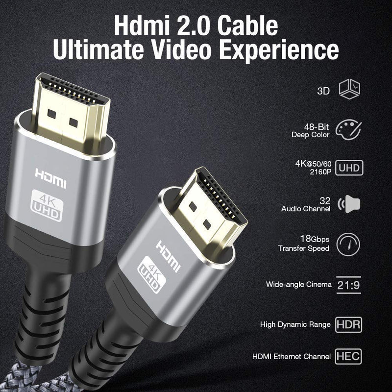 High Speed 2.0 HDMI Cable 30FT,Highwings HDMI Cable 18Gbps HDMI 2.0 Braided Cord-Supports (4K 60Hz HDR,Video 4K 2160p 1080p 3D HDCP 2.2 ARC-Compatible with PS4/3 Netflix LG Samsung ect 30 feet - LeoForward Australia
