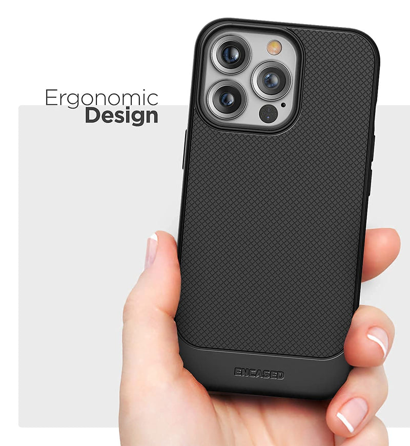  [AUSTRALIA] - Encased Thin Armor Designed for iPhone 13 PRO MAX Belt Clip Case - Slim Fit Phone Protection with Holster (Matte Black)