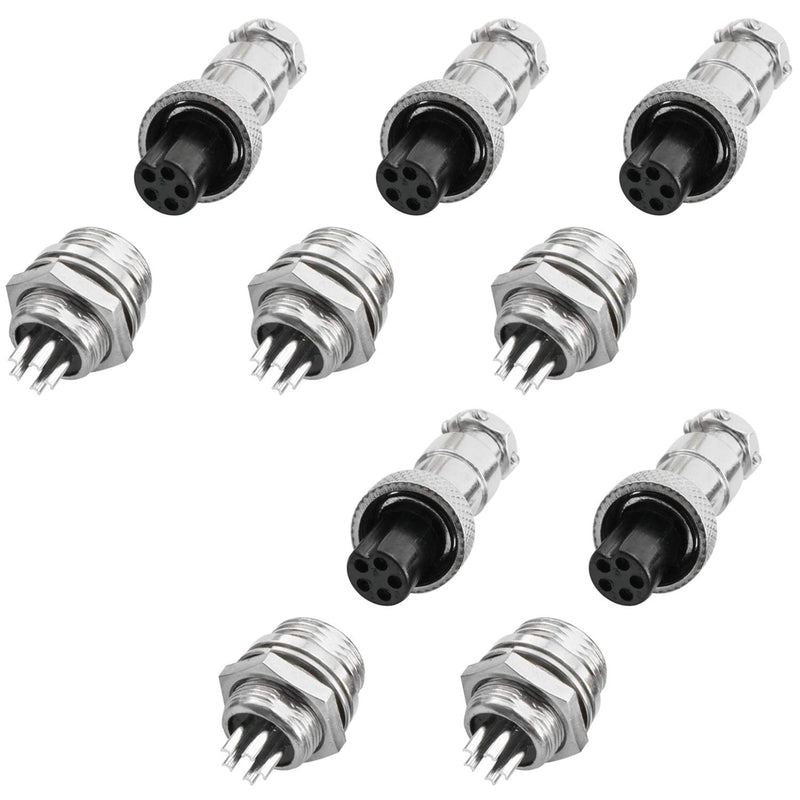  [AUSTRALIA] - DGZZI GX12-5 Aviation Connector Plug 5PCS 12mm 5 Pin Male Female Screw Type Panel Metal Aviation Connector Adapter Aviation Socket