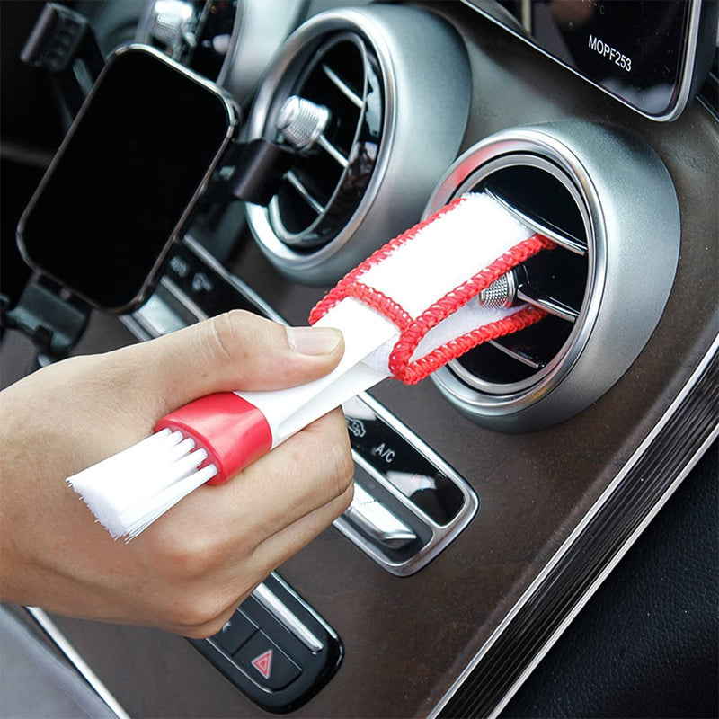 [AUSTRALIA] - Blilo Mini Duster for Car Air Vent, 5PCS Auto Air Conditioner Cleaner and Brush Tool, Hand Held Dust Collector Cleaning Cloth for Keyboard Window Leaves Blinds Shutter Glasses Fan (White) White
