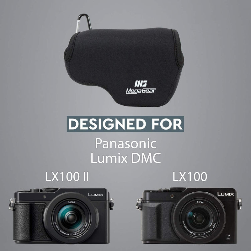  [AUSTRALIA] - MegaGear Ultra Light Neoprene Camera Case Compatible with Panasonic Lumix DC-LX100 II, DMC-LX100 Black