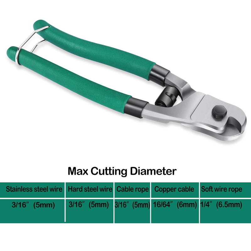  [AUSTRALIA] - Cable Wire Cutters Heavy Duty Stainless Steel 8 Inch Wire Rope Cutter for Hard-Wires, Aircraft Bicycle, Deck Railing