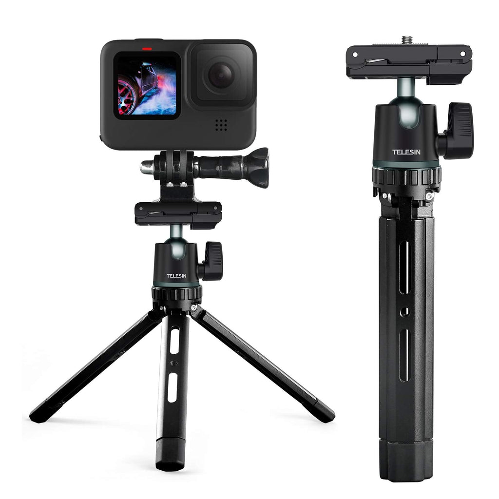  [AUSTRALIA] - Camera/Phone Tripod, Strong Aluminum 360 Rotation with Phone Holder Cold Shoe Mount, Universal for DSLR iPhone Samsung Canon Go Pro Video Vlogging Live Streaming Tripod C