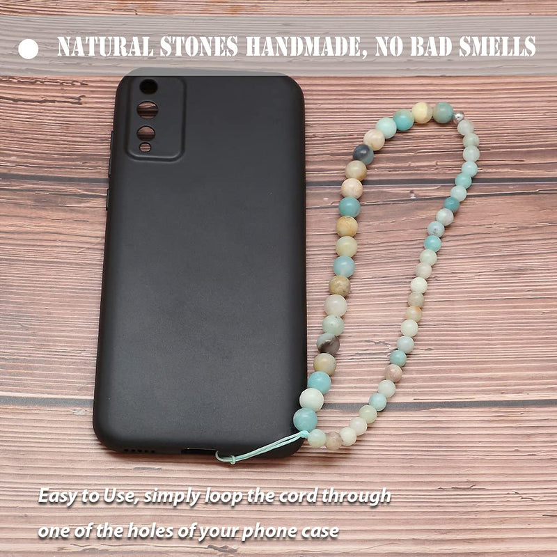  [AUSTRALIA] - Beaded Phone Charm Cell Phone Lanyard Wrist Strap Handmade Natural Gemstone Amazonite