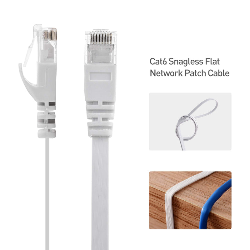 Cable Matters Cat6 Snagless Long Flat Ethernet Cable 50 ft in White with Nail-in Cable Clips - LeoForward Australia