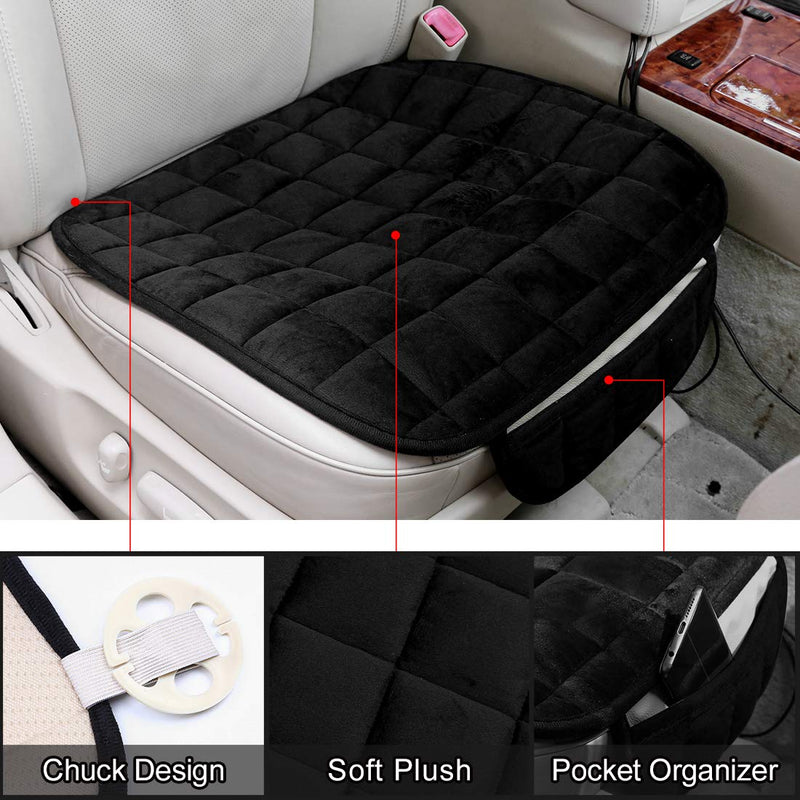  [AUSTRALIA] - uxcell 2pcs Front Car Seat Cushion Interior Car Pad Mat with Breathable Plush for Automotive Home Chair Universal Four Seasons General Black