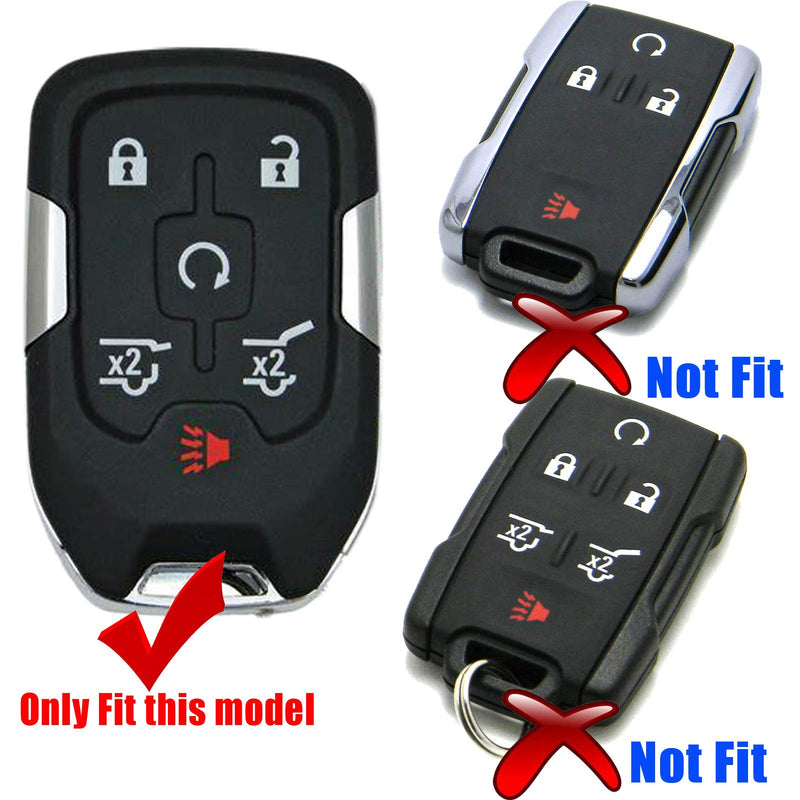 2Pcs Coolbestda Silicone Smart Key Fob Cover Case Remote Skin Keyless Jacket Holder Protector for 2015 2016 Chevrolet Suburban Tahoe GMC Yukon 6 Buttons Black 2Pcs Black - LeoForward Australia