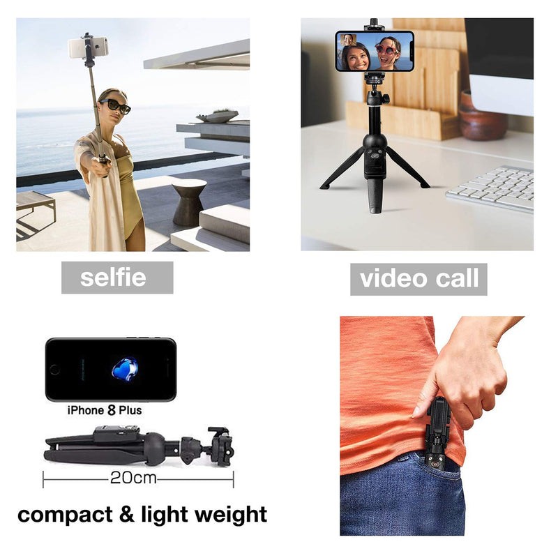  [AUSTRALIA] - Portable 40 Inch Aluminum Alloy Selfie Stick Phone Tripod with Wireless Remote Shutter Compatible with iPhone 13 12 11 pro Xs Max Xr X 8 7 6 Plus, Android Samsung Smartphone