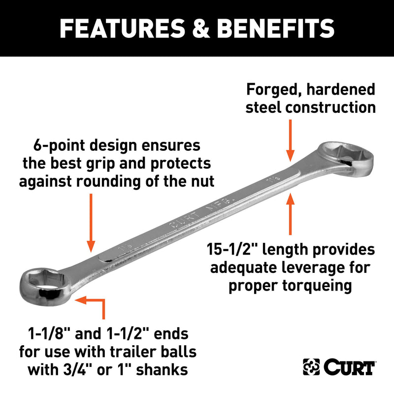  [AUSTRALIA] - CURT 20001 Box End Wrench for Trailer Hitch Balls with 3/4-Inch or 1-Inch Diameter Shank