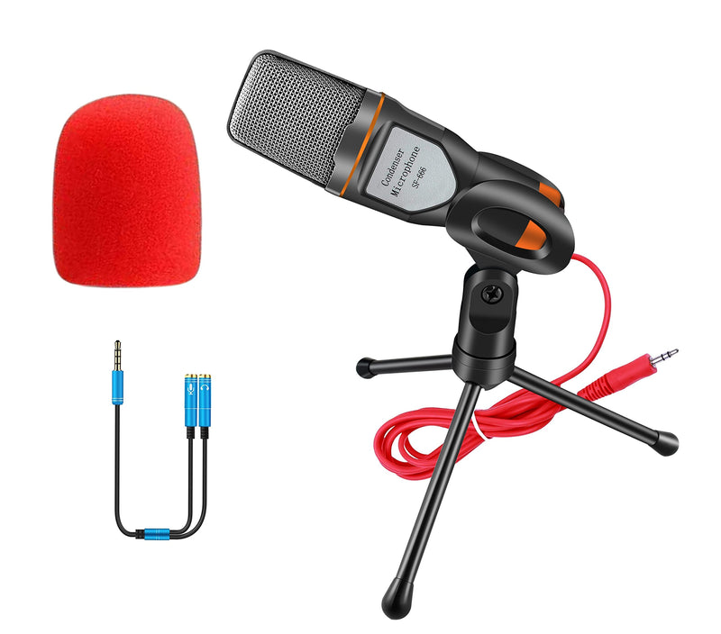  [AUSTRALIA] - ELINKA Computer Microphone,Condenser Microphone,Professional Sound Podcast Studio Microphone for PC Laptop Skype MSN Computer Recording Black with Windscreen Sponge Sleeve