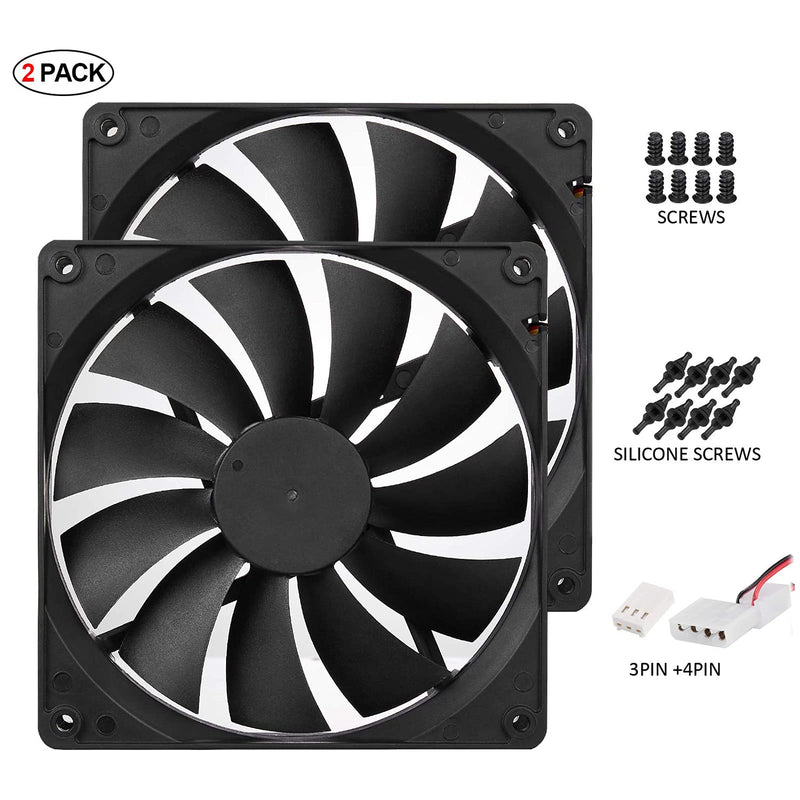  [AUSTRALIA] - 140mm Case Fan Quiet High Performance PC Fan 140mm Standard Case Fan 3pin 4pin Molex Connector 12V DC Computer PC CPU Case Fan 1000RPM 2-Pack 140mm Fan 2-Pack