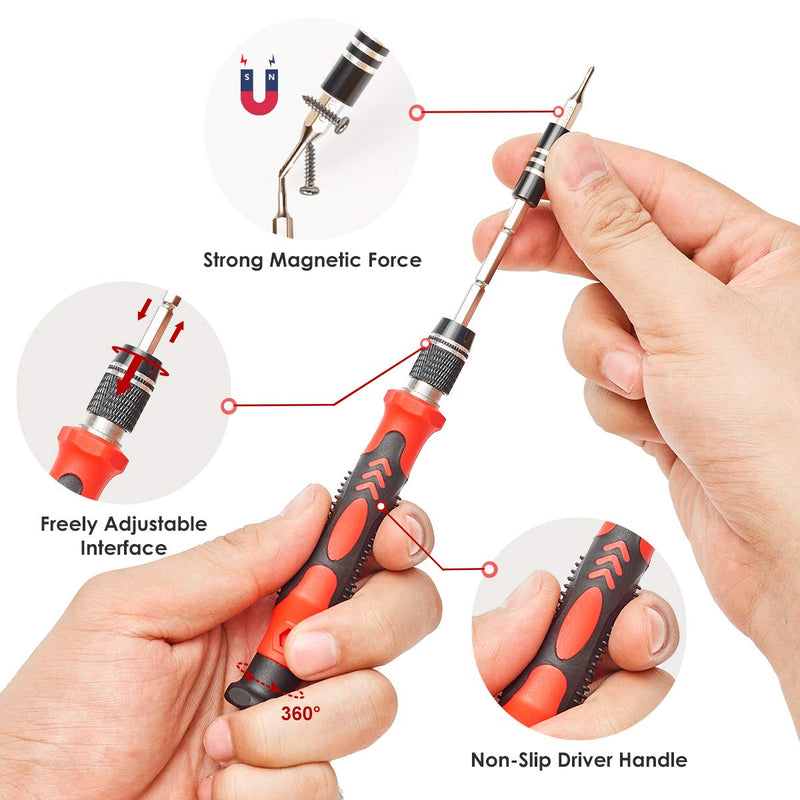 [AUSTRALIA] - SHARDEN Precision Screwdriver Set, 122 in 1 Electronics Magnetic Repair Tool Kit with Case for Repair Computer, iPhone, PC, Cellphone, Laptop, Nintendo, PS4, Game Console, Watch, Glasses etc (Red) Red