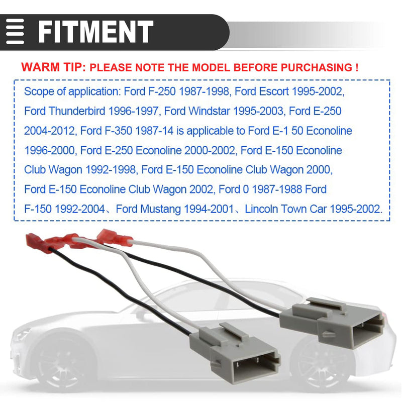  [AUSTRALIA] - Car Speaker Wiring Harnesses, 2 Pack 72-5512 Car Speaker Connector Harness Adapter for Ford F-150 F-350 for Ranger 1995-1997 Mustang 1994-2004 Ranger Mercury Sable 1990-1999, Lincoln Town 1990-2002 2 Pcs