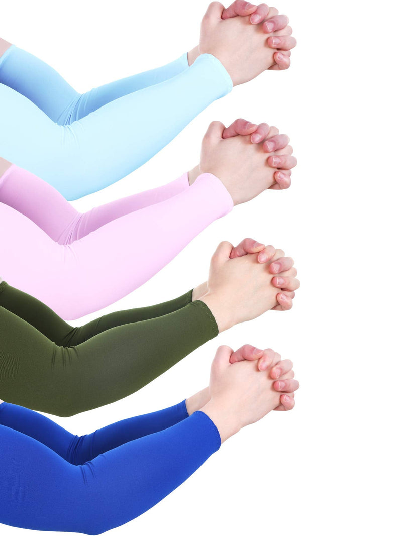 [AUSTRALIA] - 8 Pairs Unisex UV Protection Arm Cooling Sleeves Ice Silk Arm Cover (White, Black, Gray, Sky Blue, Pink, Purple, Royal Blue, Army Green, Ice Silk)