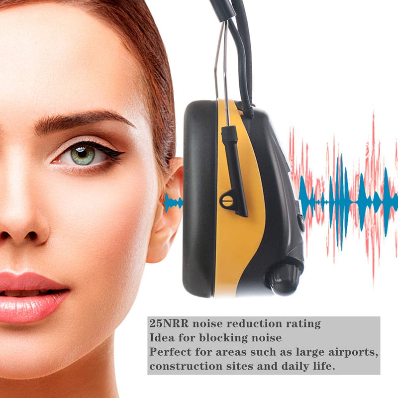  [AUSTRALIA] - PROTEAR Digital AM FM Radio Headphones, 25dB NRR Ear Protection Safety Ear Muffs Antique Yellow