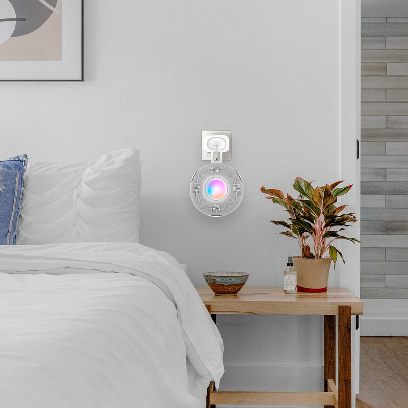  [AUSTRALIA] - CUHIOY Homepod Mini Wall Mount Holder, Homepod Mini Plug Mount with Cord Management, No Messy Wires or Screws, Perfect Space-Saving Accessories (White, 1 Pack) White