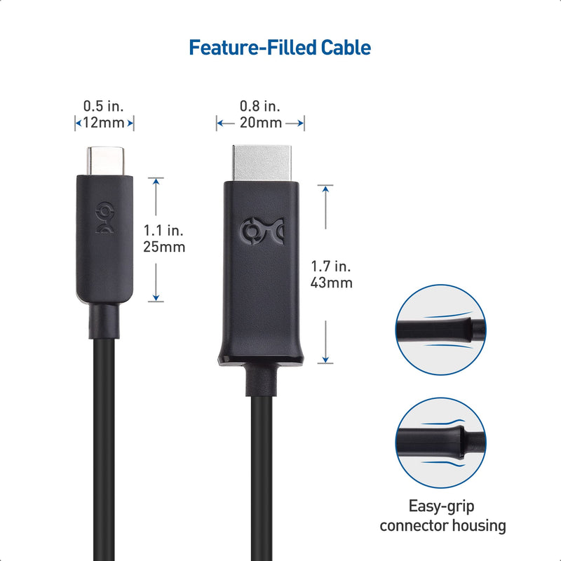  [AUSTRALIA] - Cable Matters Long USB C to HDMI Cable (USB-C to HDMI Cable) Supporting 4K 60Hz and HDR in Black 10 ft - Thunderbolt 4 / USB4 / Thunderbolt 3 Port Compatible with MacBook Pro, Dell XPS 13, Surface Pro 10 Feet