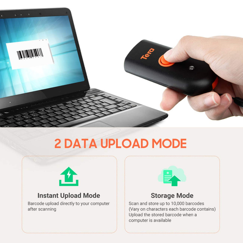  [AUSTRALIA] - Tera Wireless Barcode Scanner, Mini Pocket 1D Scanner, Water Proof, 3-in-1 Bluetooth & USB Wired & 2.4G Wireless Bar Code Reader, Portable 1D Image Scanner Work with iOS, Windows, Android Model 1100C 1D-CCD